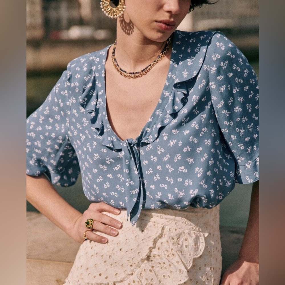 Sézane Pomme Blouse Sz 34